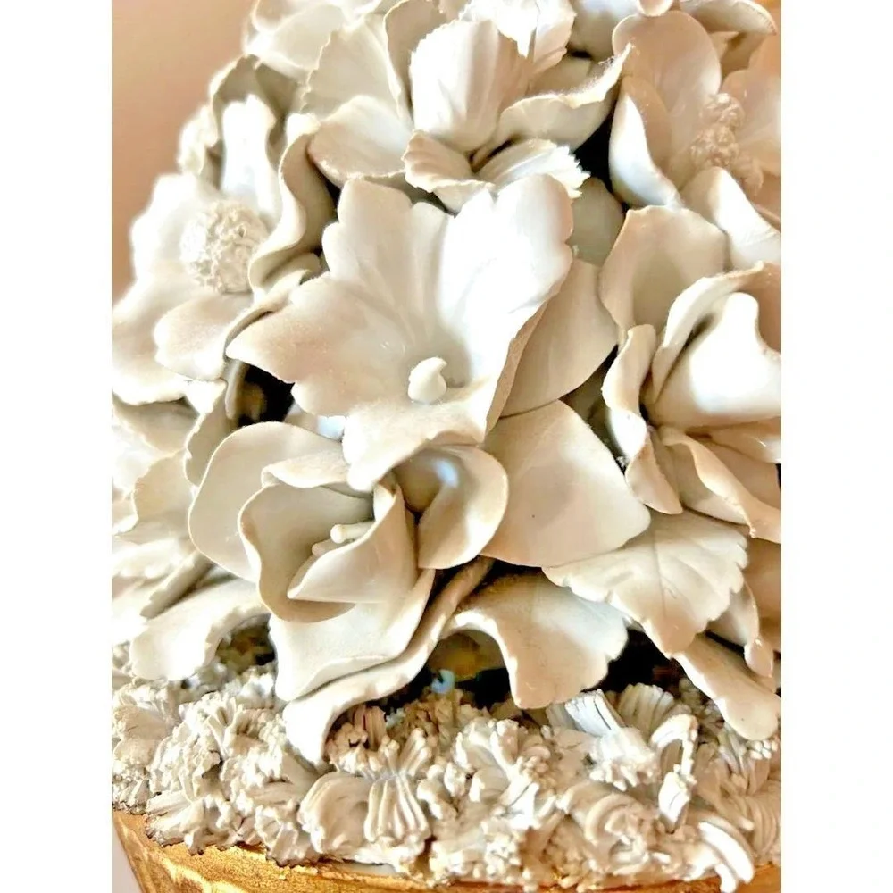 Rare Pair Vintage Porcelain Floral Table Lamps Ceramic‎ Casa Pupo Manises
